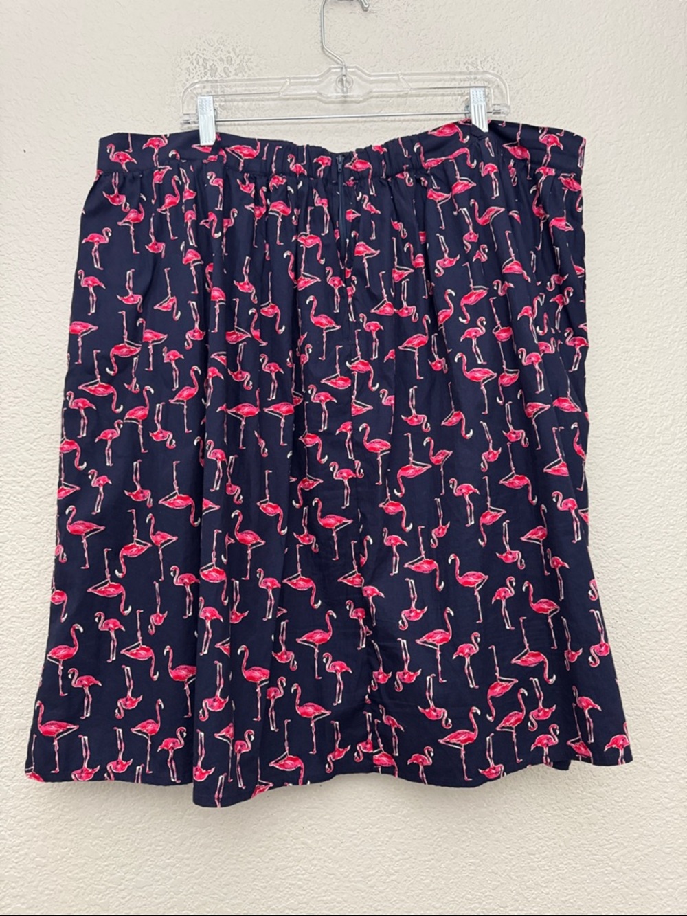 Modcloth Flamingo Print Skirt Navy Blue Size 2X Cotton Lined - Picture 7 of 12